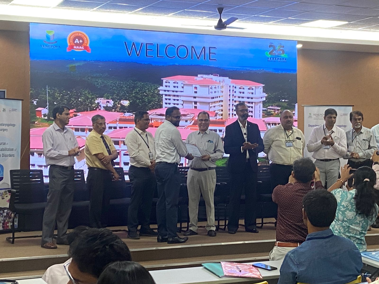 Receiving a certification in vertigo assessment and rehabilitation at Yenepoya Medical College